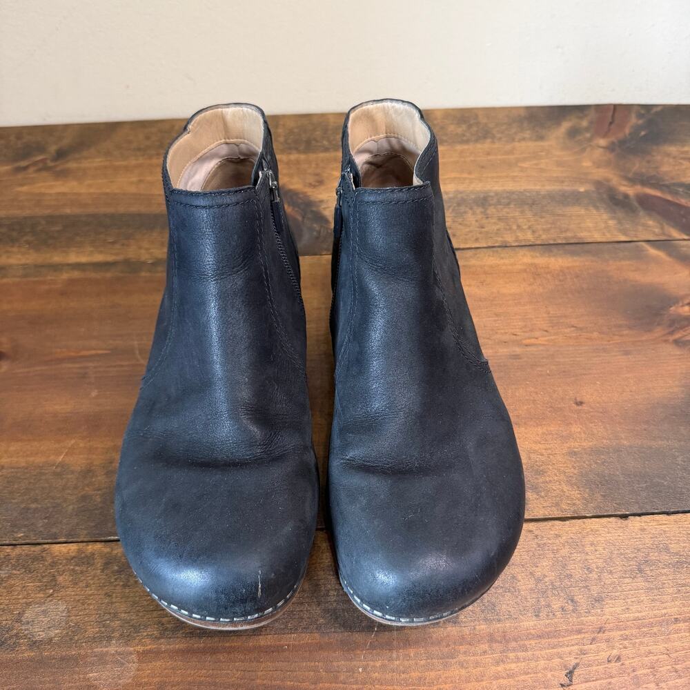 Dansko Women's Barbara Black Burnished Nubuck Ankle Bootie Size 39 US 9 - Picture 2 of 11